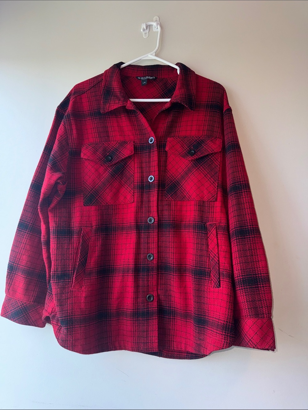 Women's Red Plaid Utility Shacket Jacket